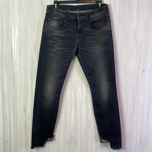 R13 BOY SKINNY GINO BLACK HALF DOWN CUFF 28